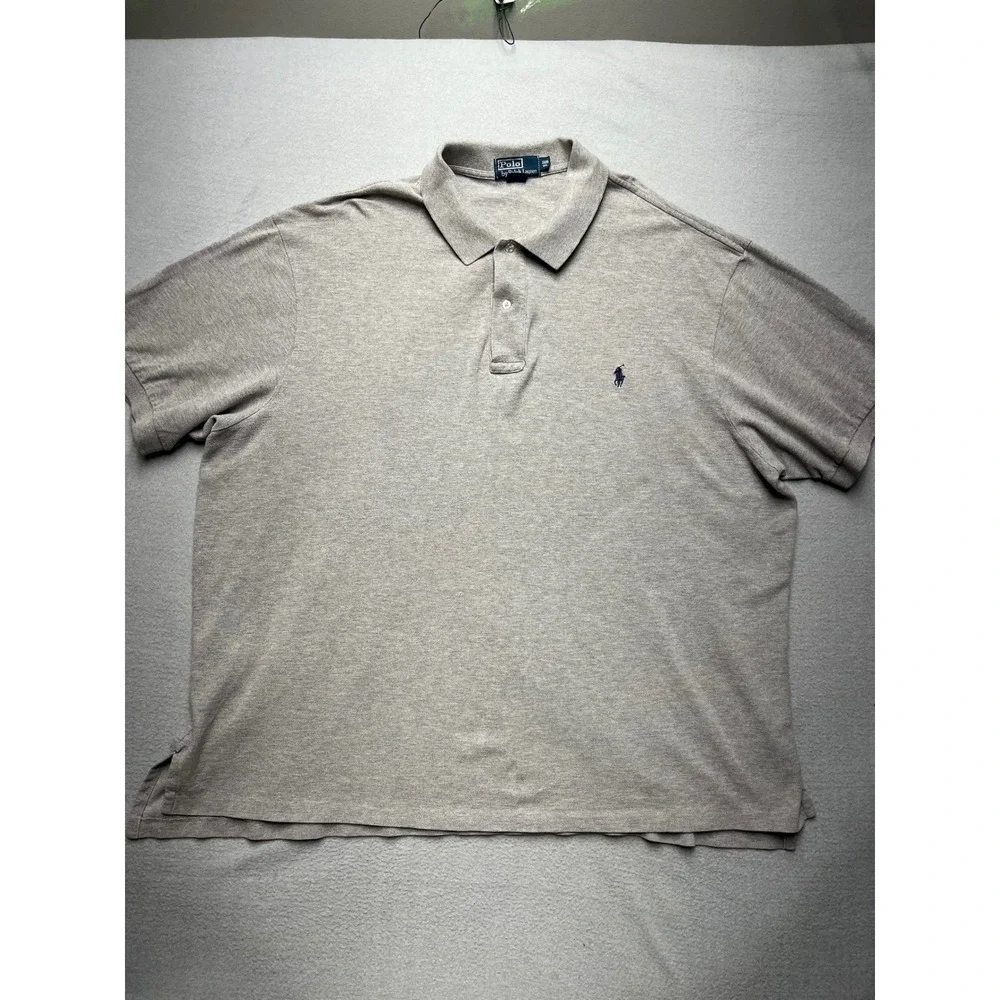 VTG Polo‎ Ralph Lauren Mens 3XB Big Heather Gray Short Sleeve Pique Polo Shirt